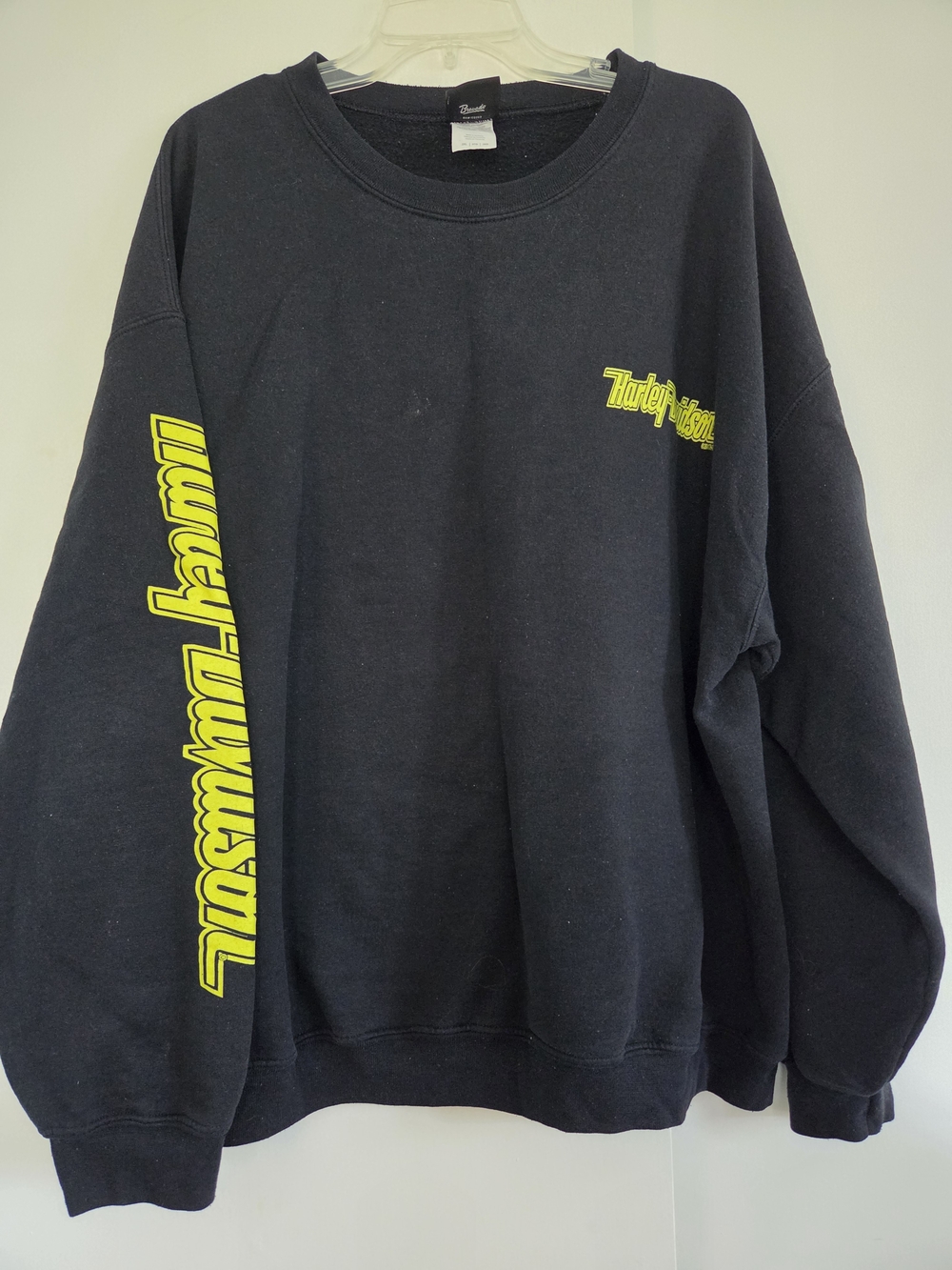 Harley-Davidson Men's Black Crewneck Sweatshirt with Yellow Logo 2xl